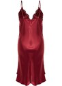 Trendyol Curve Burgundy Satin Woven Lace Nightgown