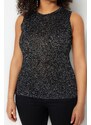 Trendyol Curve Black Wrap-around Fine Tricot Blouse with a Shine