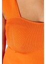 Trendyol Curve Orange Sweetheart Collar Wrapping, Thin Knitwear Blouse