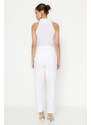 Trendyol White Trocked High Waist Mom Jeans