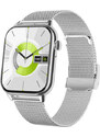 Chytré hodinky Madvell Pulsar s bluetooth voláním a EKG stříbrná se stříbrným kovovým řemínkem