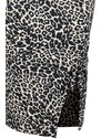 Trendyol Brown Printed High Waist Mini Knitted Mini Skirt With Pleats and Slits