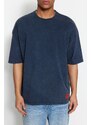 Trendyol Limited Edition Indigo Oversize/Wide Fit Pale 100% Cotton Thick T-Shirt