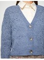 Koton Crop Cardigan Knit V-Neck Long Sleeve With Buttons