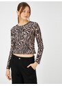 Koton Pleated Crop T-Shirt Crew Neck Long Sleeve