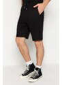 Trendyol Black Regular/Regular Fit Medium Size Elastic Waist Laced Double Cuff Shorts