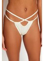 Trendyol Ecru Tunnel High Leg Bikini Bottom