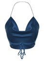 Trendyol Indigo Stone Strap Detailed Satin Bustier