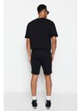 Trendyol Black Men's Regular Mid-Length/Regular Cut Shorts with Relief Print.