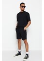 Trendyol Black Men's Regular Mid-Length/Regular Cut Shorts with Relief Print.