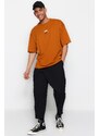 Trendyol Orange Oversize/Wide-Fit Text Print Short Sleeve 100% Cotton T-Shirt