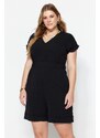 Trendyol Curve Black Woven V-Neck Jumpsuit