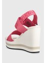 Sandály Calvin Klein Jeans WEDGE SANDAL WEBBING dámské, růžová barva, na klínku, YW0YW00959