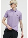 Bavlněné polo tričko HUGO fialová barva, s aplikací