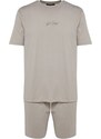 Trendyol Stone Regular Fit Crew Neck Pajamas Set