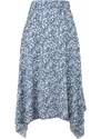 Trendyol Indigo Patterned Ruffle Asymmetrical High Waist Midi Stretch Knit Skirt