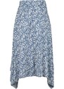 Trendyol Indigo Patterned Ruffle Asymmetrical High Waist Midi Stretch Knit Skirt