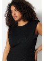 Trendyol Curve Black Wraparound Thin Knitwear With Padded Blouse