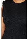Trendyol Curve Black Wraparound Thin Knitwear With Padded Blouse