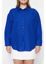 Trendyol Curve Dark Blue Boyfriend Woven Shirt