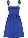 Trendyol Blue A-Cut Mini tkané šaty na ramínka