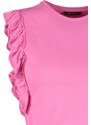 Trendyol Pink 100% Cotton Ruffled T-shirt-Shorts, Knitted Pajamas Set