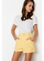 Trendyol Yellow Denim Shorts With Pocket Details With Elastic Waist