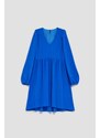 Moodo Šaty s nabíranými rukávy - modré
