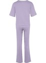 Trendyol Lilac 100% Cotton Fun Printed T-shirt-Pants Knitted Pajamas Set