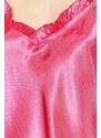 Trendyol Fuchsia Ruffled Satin Tank Top-Shorts Woven Pajama Set