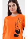Vienetta Secret Dámské pyžamo dlouhé Velká panda - oranžová