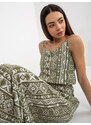 Fashionhunters Khaki maxi šaty s ramínky SUBLEVEL