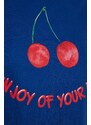 Trendyol Navy Blue 100% Cotton Cherry Printed T-shirt-Pants Knitted Pajama Set