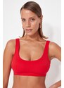 Trendyol Red Bralette Texturovaný horní díl bikin