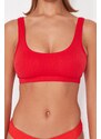 Trendyol Red Bralette Texturovaný horní díl bikin