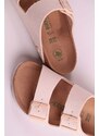 Birkenstock Světle béžové veganské pantofle Arizona Tex Canvas