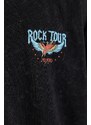 Trendyol Black Oversize/Wide-Fit Weathered/Faded Effect Rock Print 100% Cotton T-Shirt