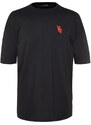 Trendyol Black Oversize Crew Neck Short Sleeve Fox Embroidered 100% Cotton T-Shirt