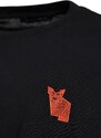 Trendyol Black Oversize Crew Neck Short Sleeve Fox Embroidered 100% Cotton T-Shirt