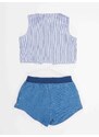 Denokids Raccoon Girl Shirt Denim Shorts Set