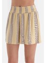 Dagi Cream Striped Short Sleeve Viscose Shorts Pajama Set