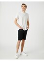 Koton Základní Tričko s texturou Tričkový Krátký rukáv Slim Fit