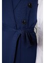 Trendyol Navy Blue Waist Tie Detailní tkaná podšívka Vesta