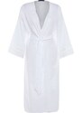 Trendyol Bridal Ecru Belted Midi Woven 100% Cotton Kimono&Kaftan with Stripe Accessories