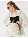 Koton Short Kimono Long Sleeve Linen Blend