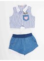 Denokids Raccoon Girl Shirt Denim Shorts Set