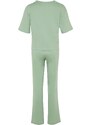 Trendyol Light Green 100% Cotton Animal Printed T-shirt-Pants Knitted Pajamas Set