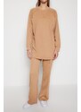 Trendyol Knitted Camel Tracksuit Set With Print Detail