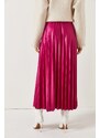 Olalook A-Line Pleated Skirt With Fuchsia Leather Look