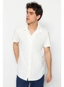 Trendyol White Regular Fit Wide Collar Summer Shirt